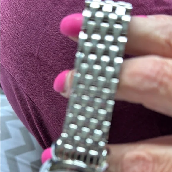 Michele SS Timepiece with White Face with diamonds and date